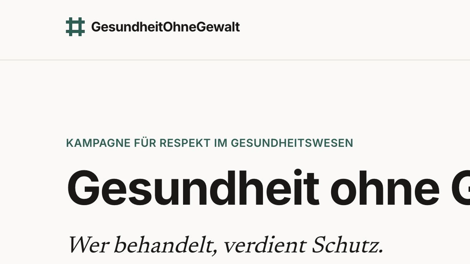 Website-Mockup der Kampagne GesundheitOhneGewalt
