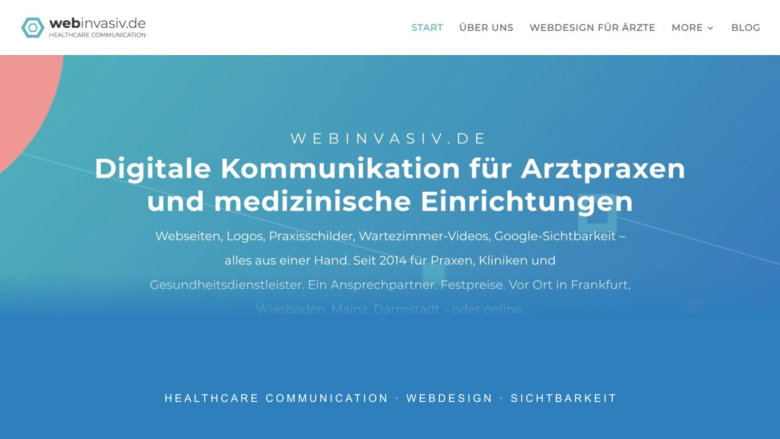 Website-Mockup von webinvasiv.de mit dem Schwerpunkt digitale Kommunikation für Arztpraxen
